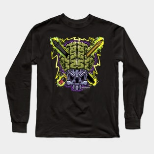 Skull with Stylus and Pencil through huge brain. Long Sleeve T-Shirt